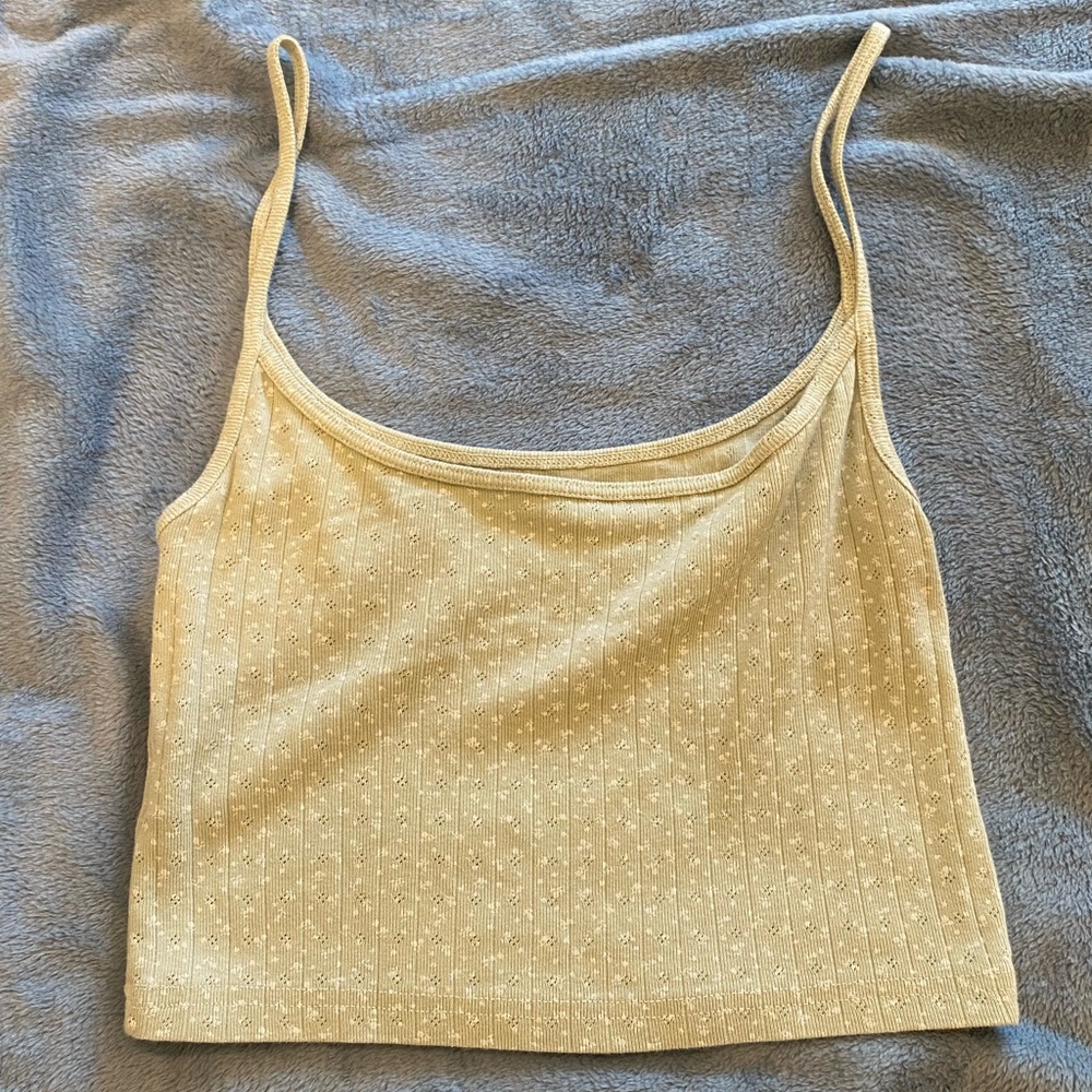 brandy melville light green tank top with white flowers